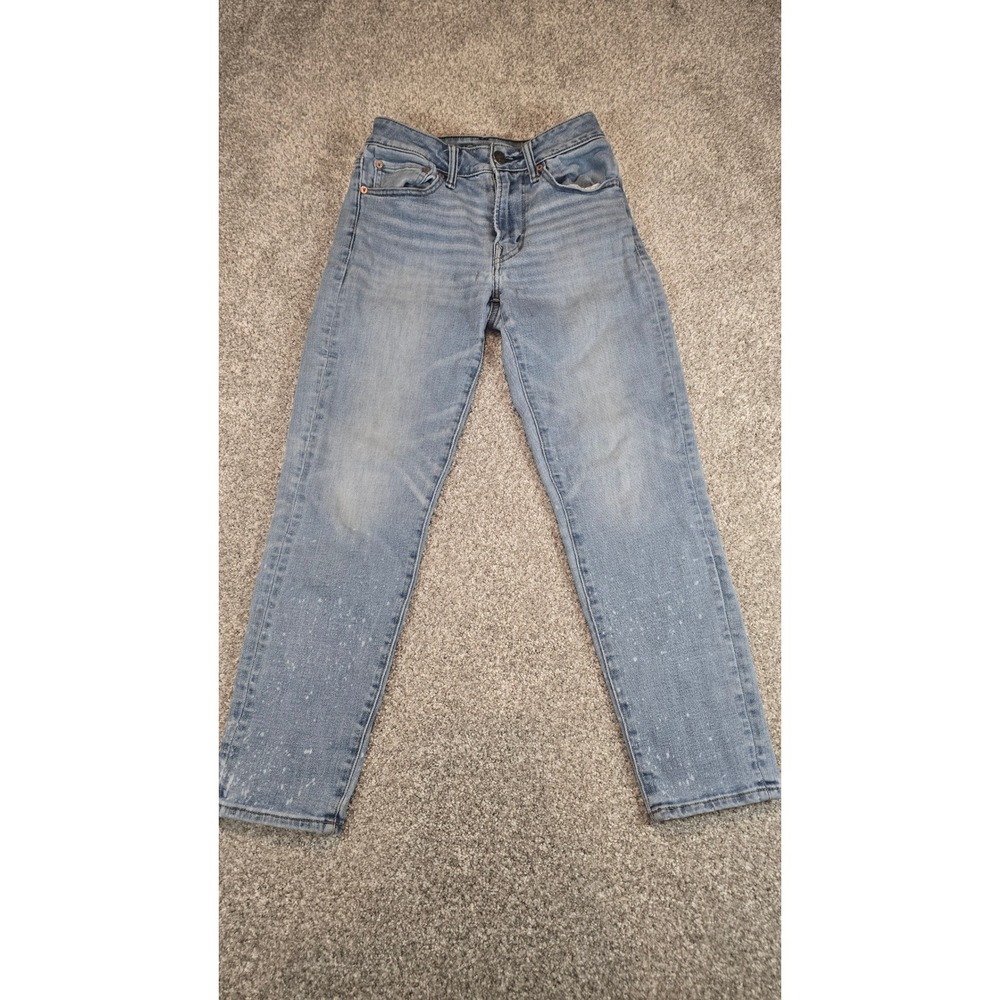 American Eagle Light Wash Skinny Jeans Blue Paint Splatter Detail Womens 28